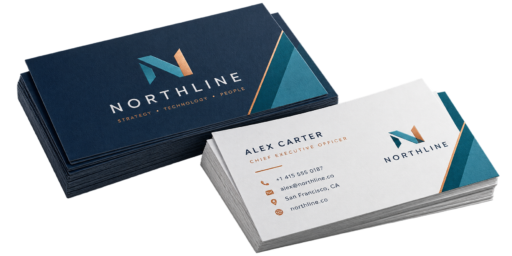 Sample premium business cards, front and back